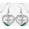 Birthstone Heart & Cross Earrings (December/Blue Zircon)